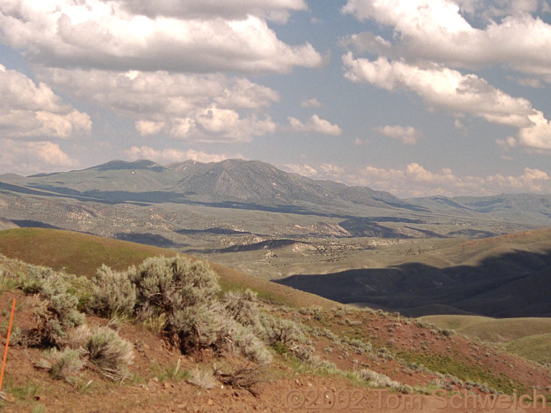View east from summit on dirt road.