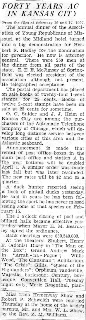 Article in Kansas City Times.