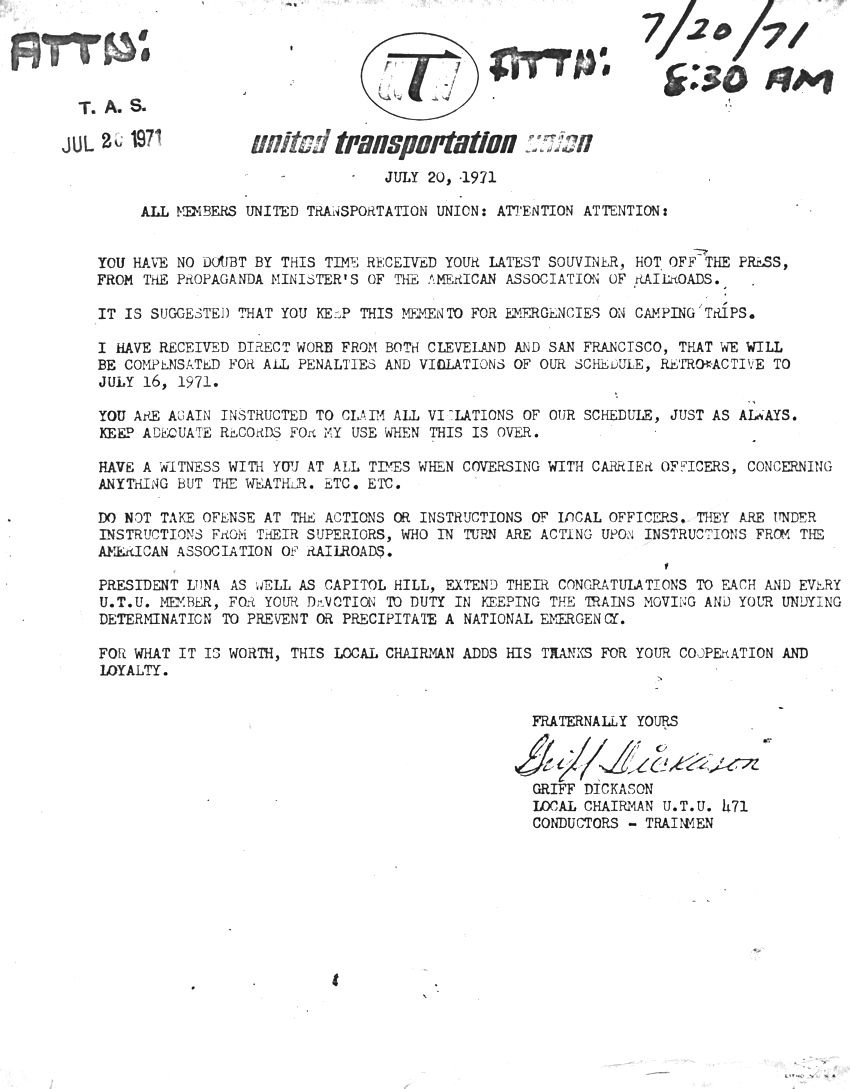 Memento received on Jul 20, 1871.
