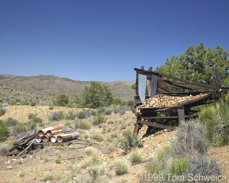 Ore bin and equipment dump at the Silver Buddy Mine.