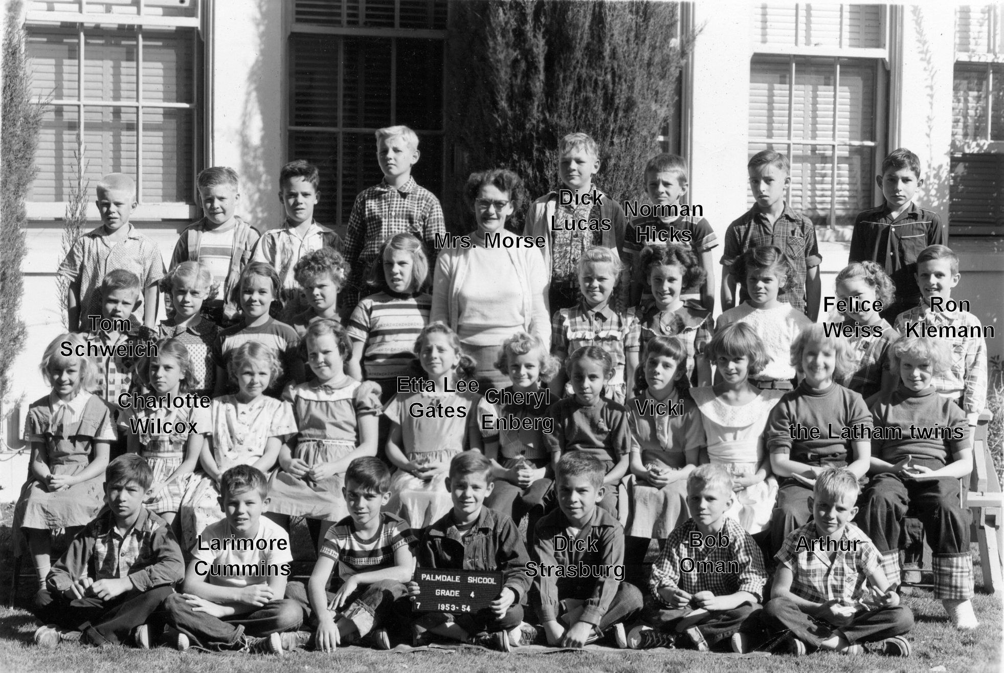 Palmdale School, Fourth Grade, 1953-4, Mrs. Morse  (with names)